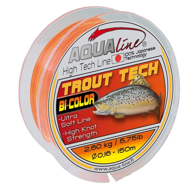 TROUT TECH - 0,160MM - 2,60KG - 150M - BI-COLOR JAUNE / ORANGE 